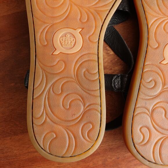 Born Sandals Womens SZ 8M BLK Inya Toe Loop Leather Boho Minimalist Flat Shoes - Picture 14 of 15